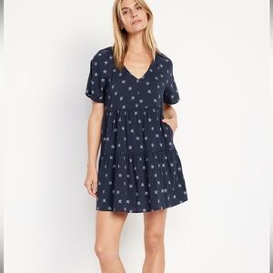 OLD NAVY‎ V-Neck Mini Swing Dress Navy Print Size XS
